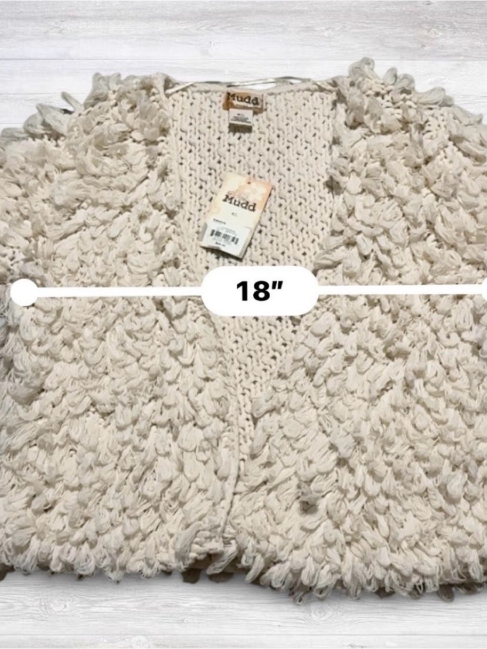 Mudd Cream Loop-Textured Open-Front Cardigan - Picture 2 of 5